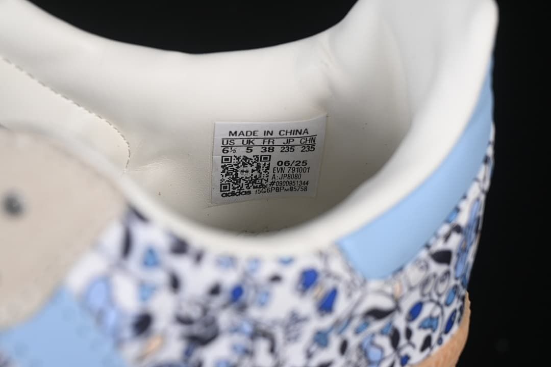 Close-up of the shoe interior label showing size information and model code AJP8080