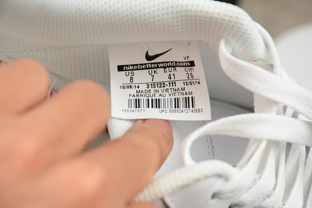 Interior shoe label showing US 8, UK 7, EU 41, CM 26 and model code 315122-111.
