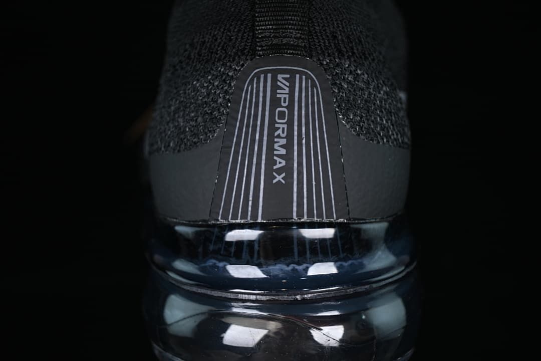 Rear close-up showing VaporMax heel branding and the visible sole