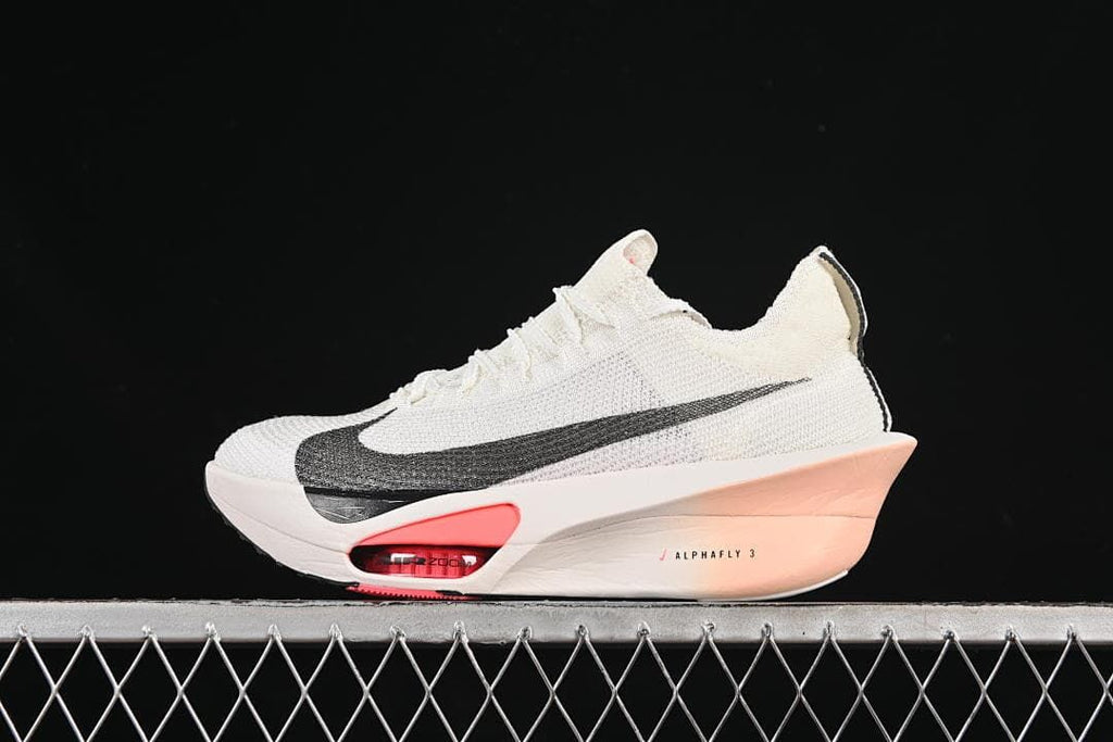 Side profile of an off-white Nike Alphafly 3 shoe