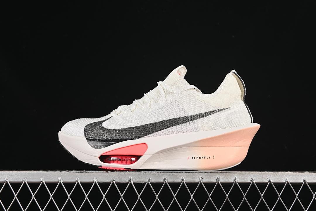 Side profile of an off-white Nike Alphafly 3 shoe