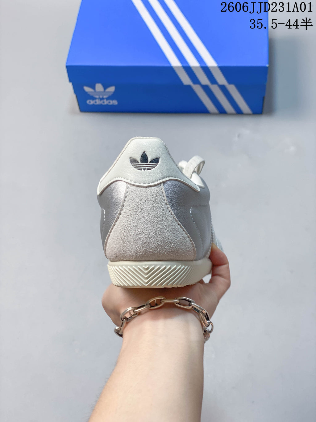 Rear view showing the heel detail and textured outsole