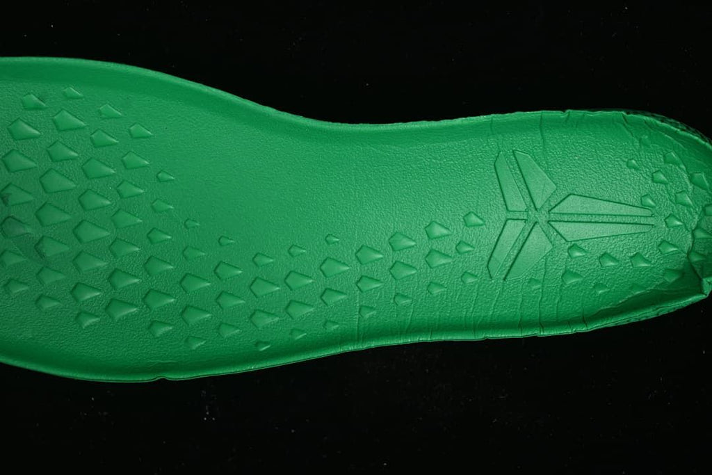 Close-up of the textured green insole surface