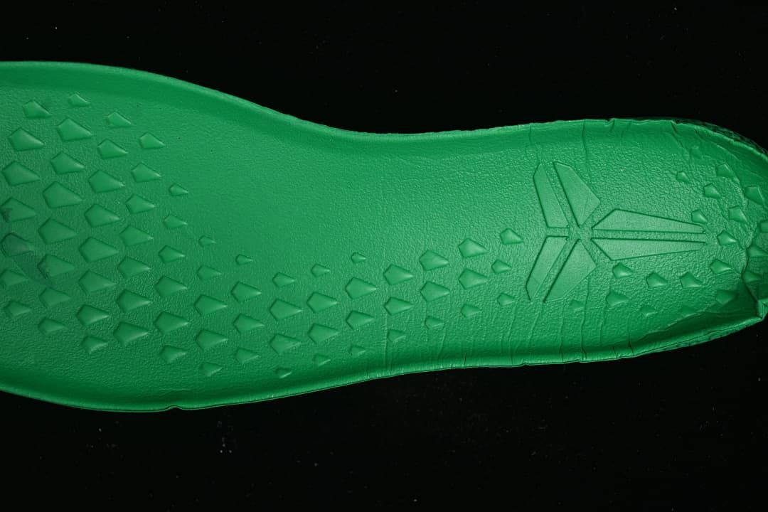 Close-up of the textured green insole surface