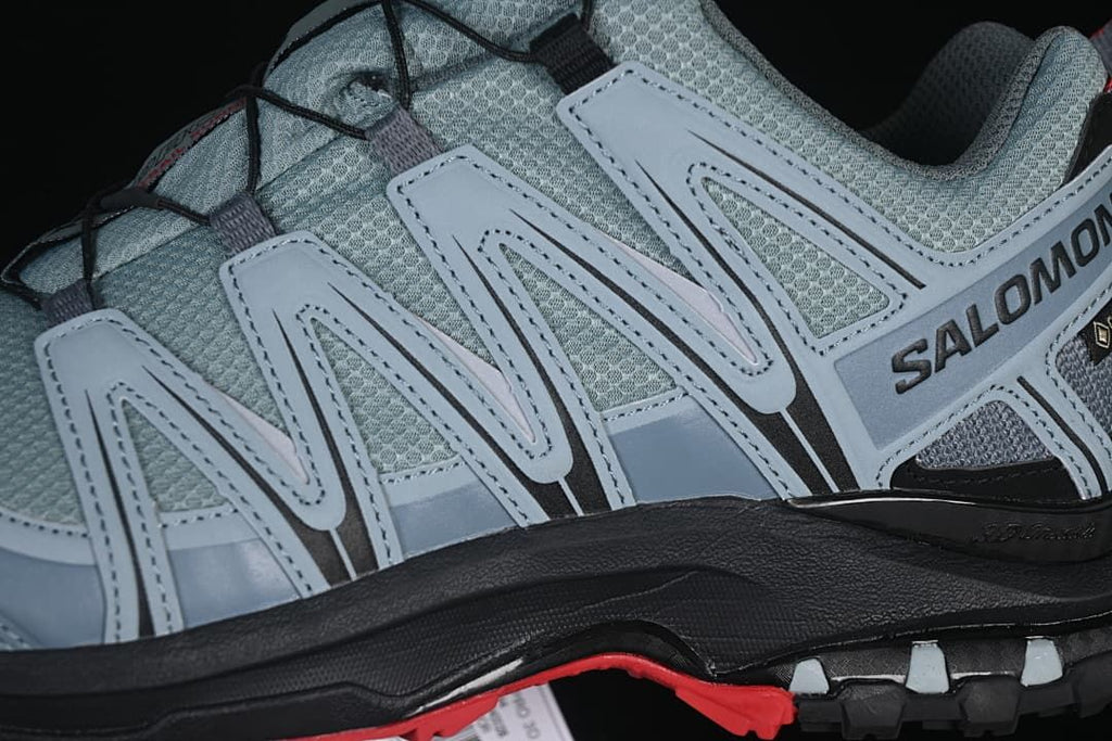 Close-up of side support panels and cord lacing