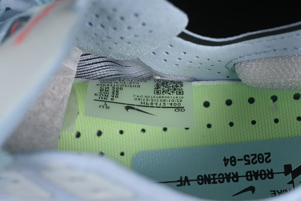 Interior size and product labels inside the shoe