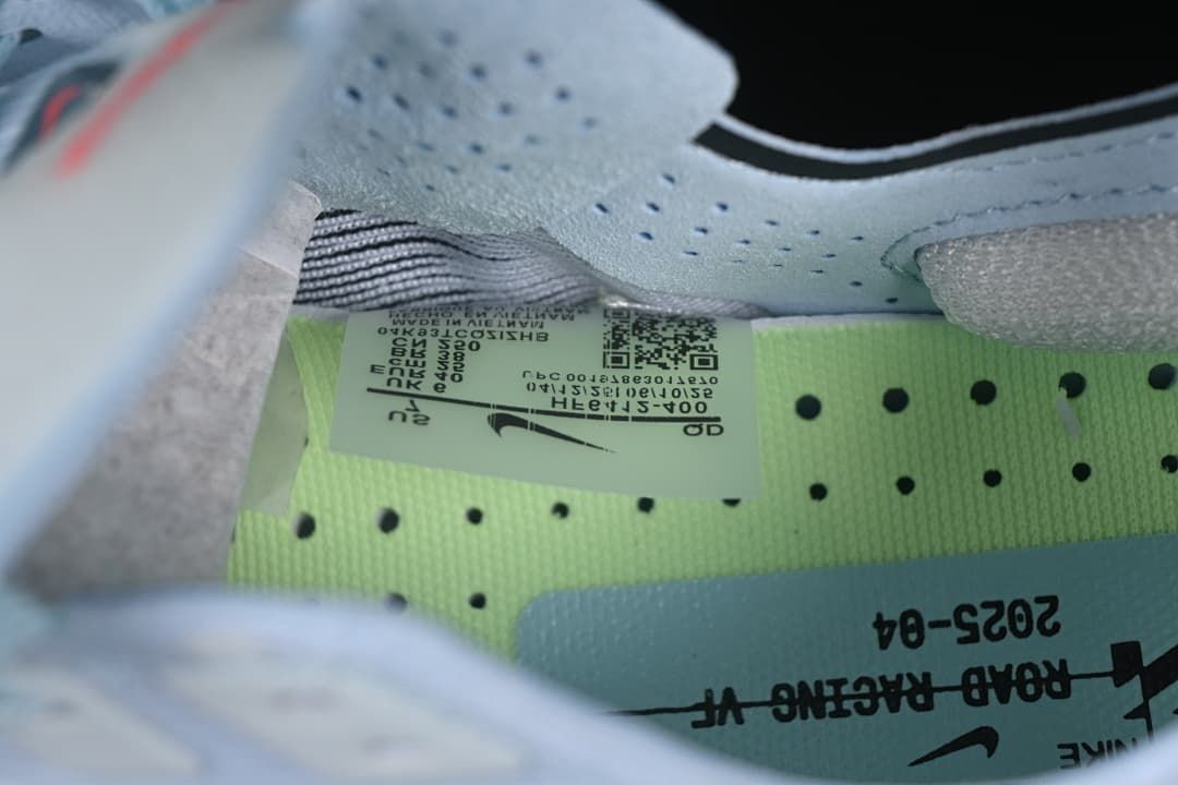 Interior size and product labels inside the shoe