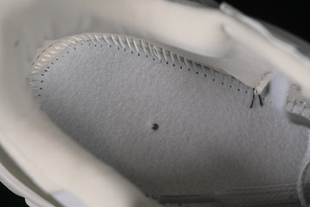 Close-up of the sneaker's interior lining and stitching