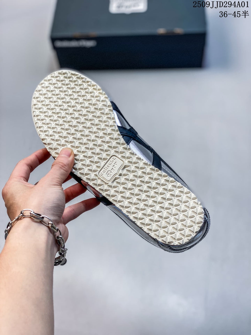 Close-up of the sneaker's light-colored textured outsole.