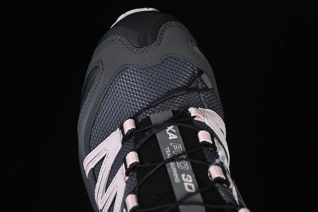 Top-front close-up of the mesh toe and laces