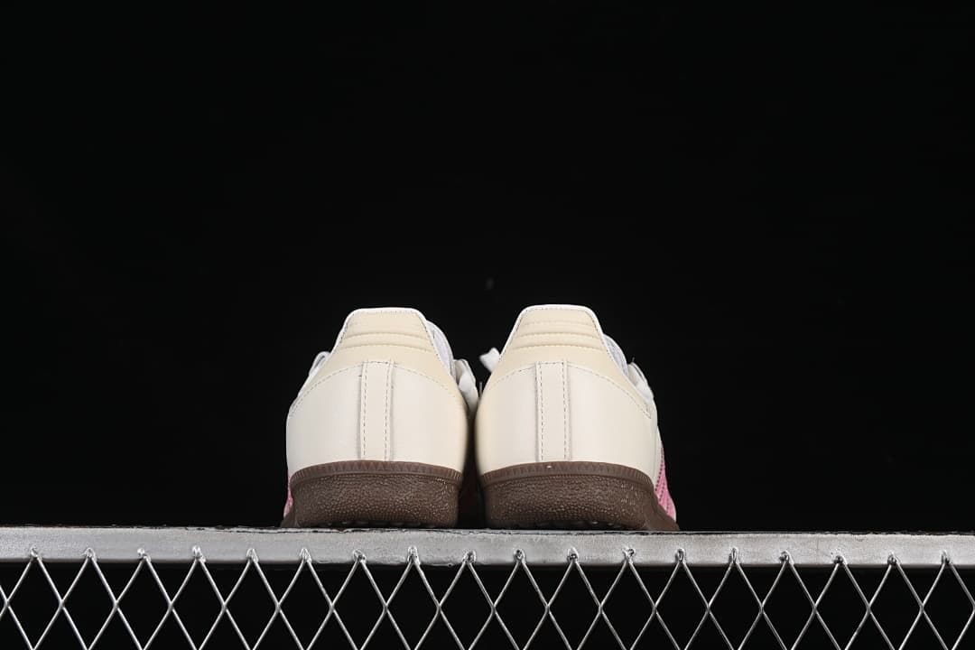 Rear view of both sneakers and their gum-colored outsoles