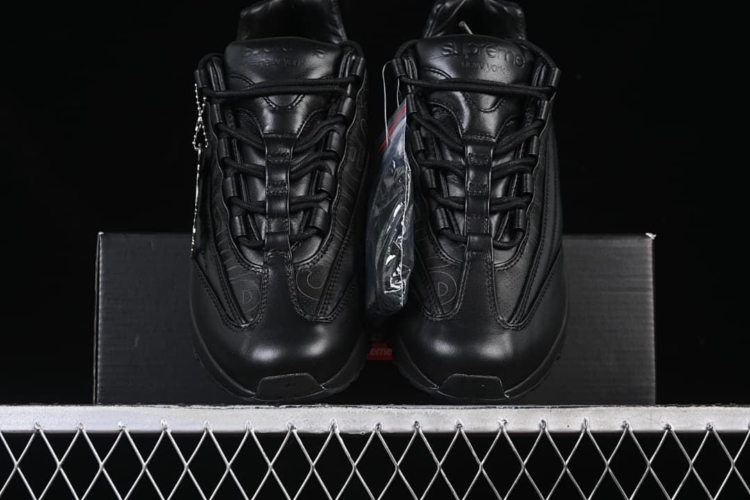 Front view of the pair showing the laces and tongue branding