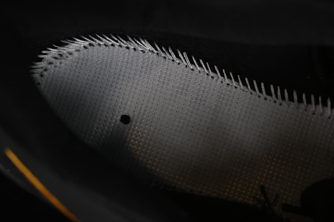 Close-up of the shoe's textured interior lining