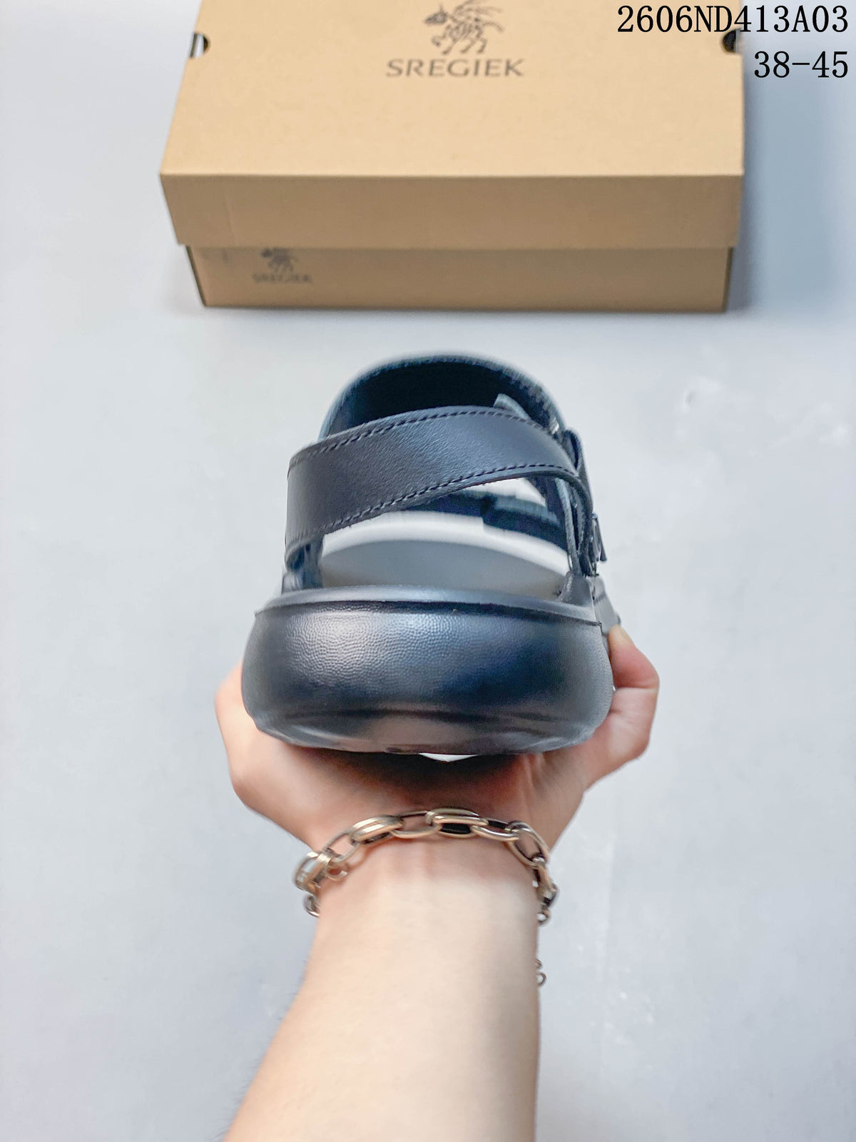 Rear view of the sandal showing the heel strap.