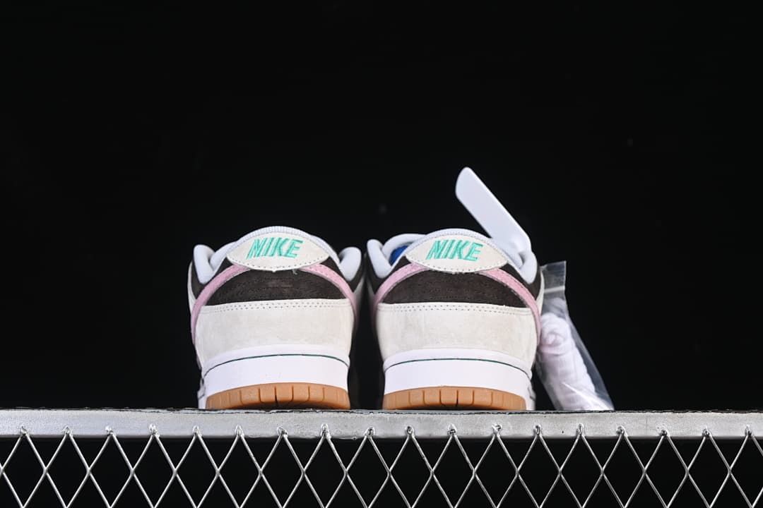 Rear view of the pair with pink heel accents