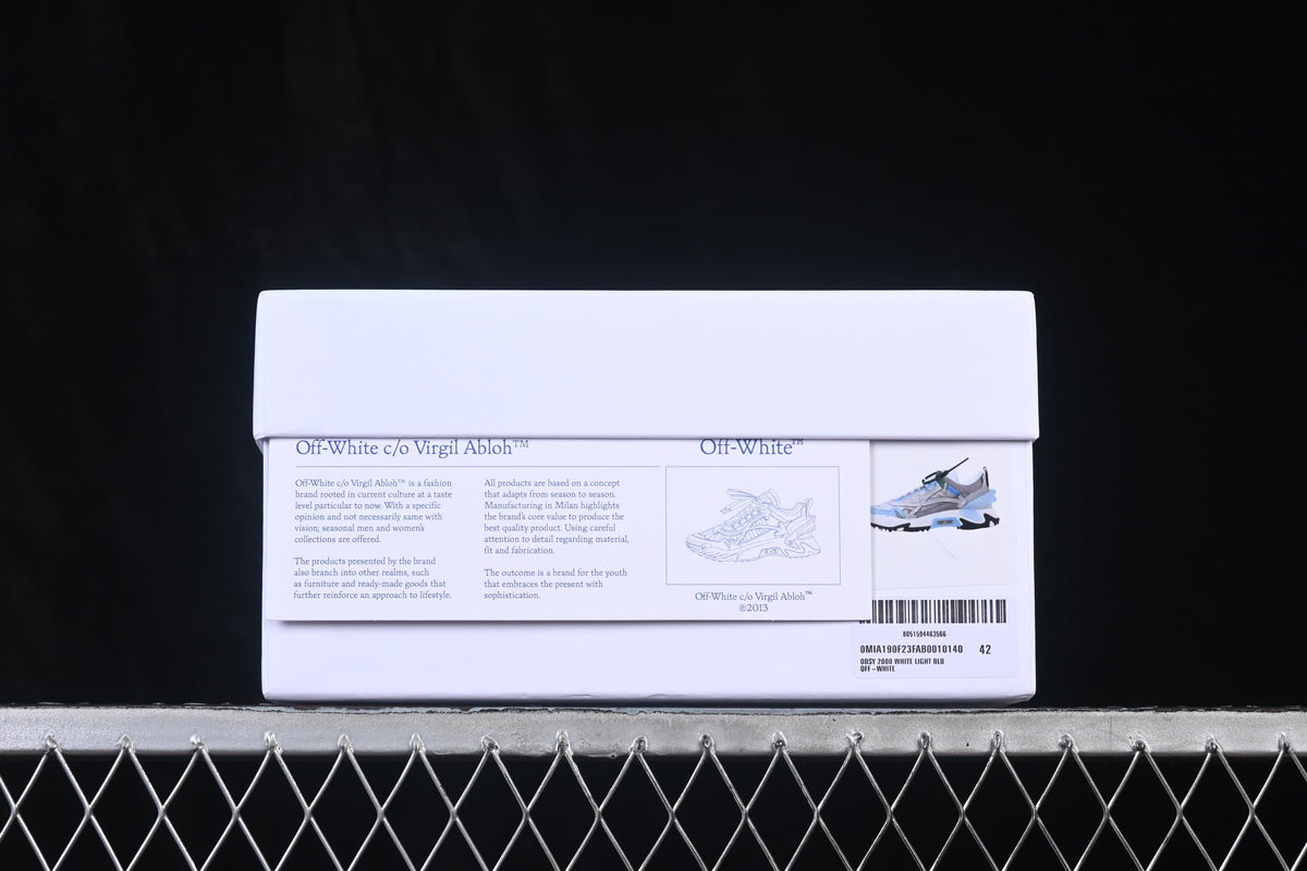 Sneaker box label showing the ODSY-2000 name and size 42