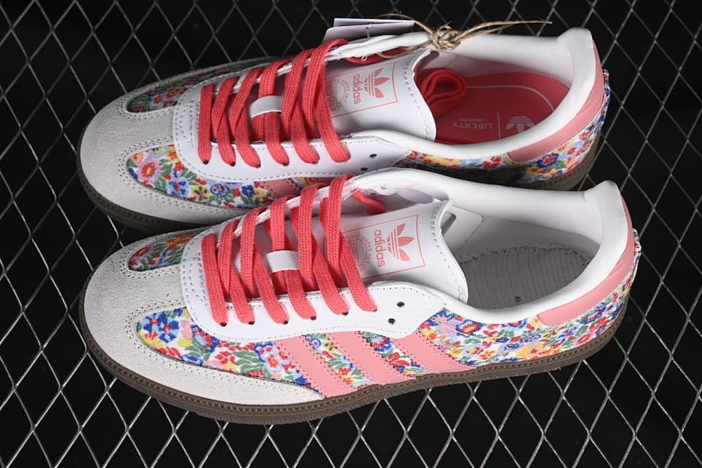 Pair of floral-print Samba OG W sneakers shown from above