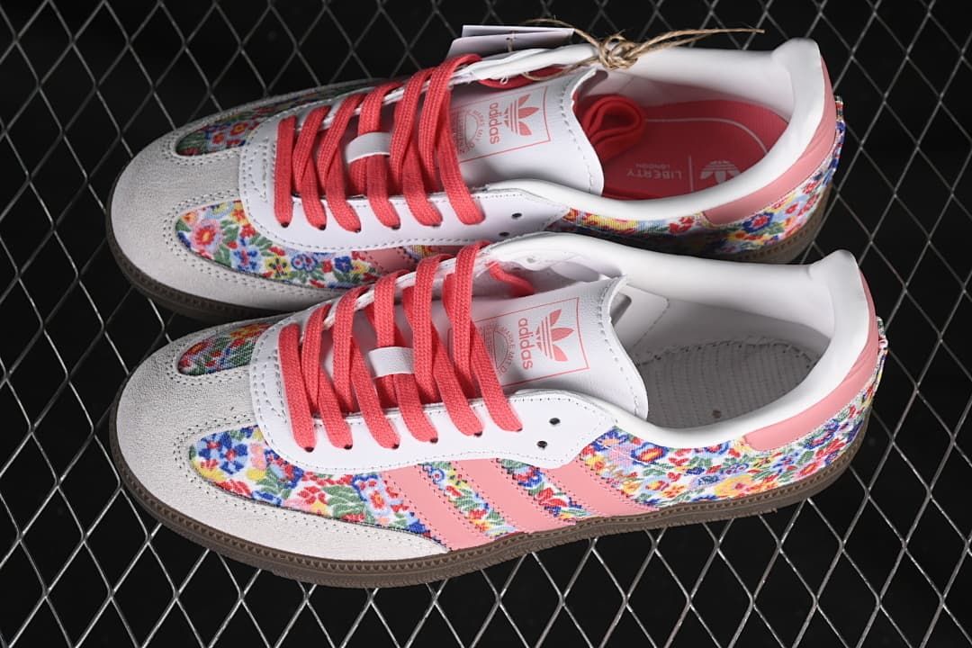 Pair of floral-print Samba OG W sneakers shown from above