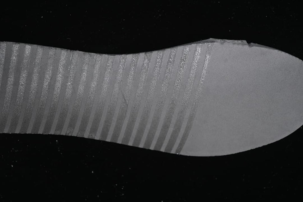 Close-up of the grey outsole tread