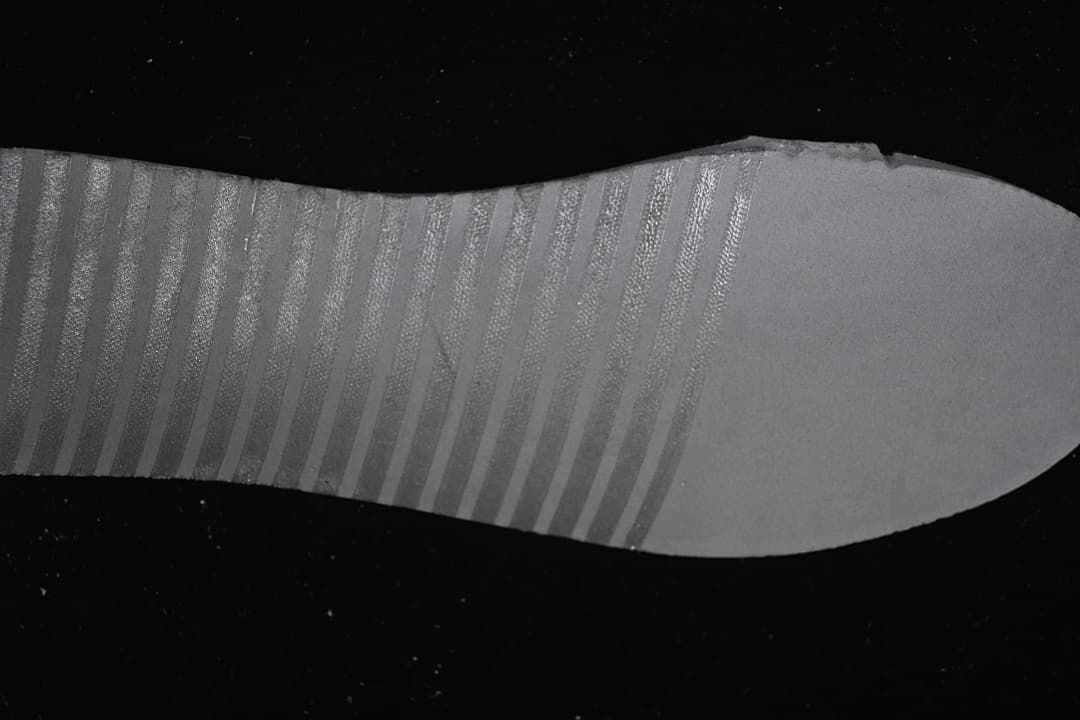 Close-up of the grey outsole tread