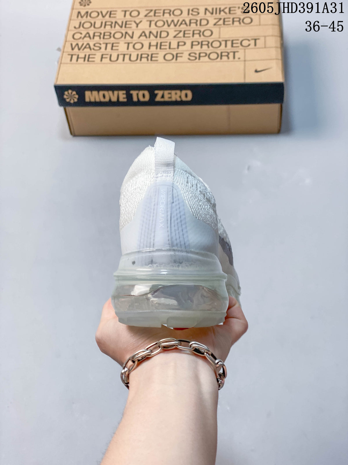 Rear view of the shoe with a translucent heel sole and VaporMax marking.
