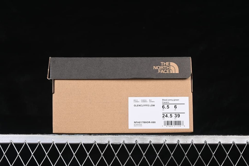 Shoe box label identifying the Glenclyffe Low and black army green color