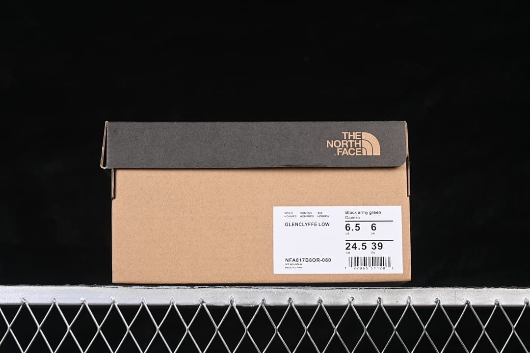 Shoe box label identifying the Glenclyffe Low and black army green color