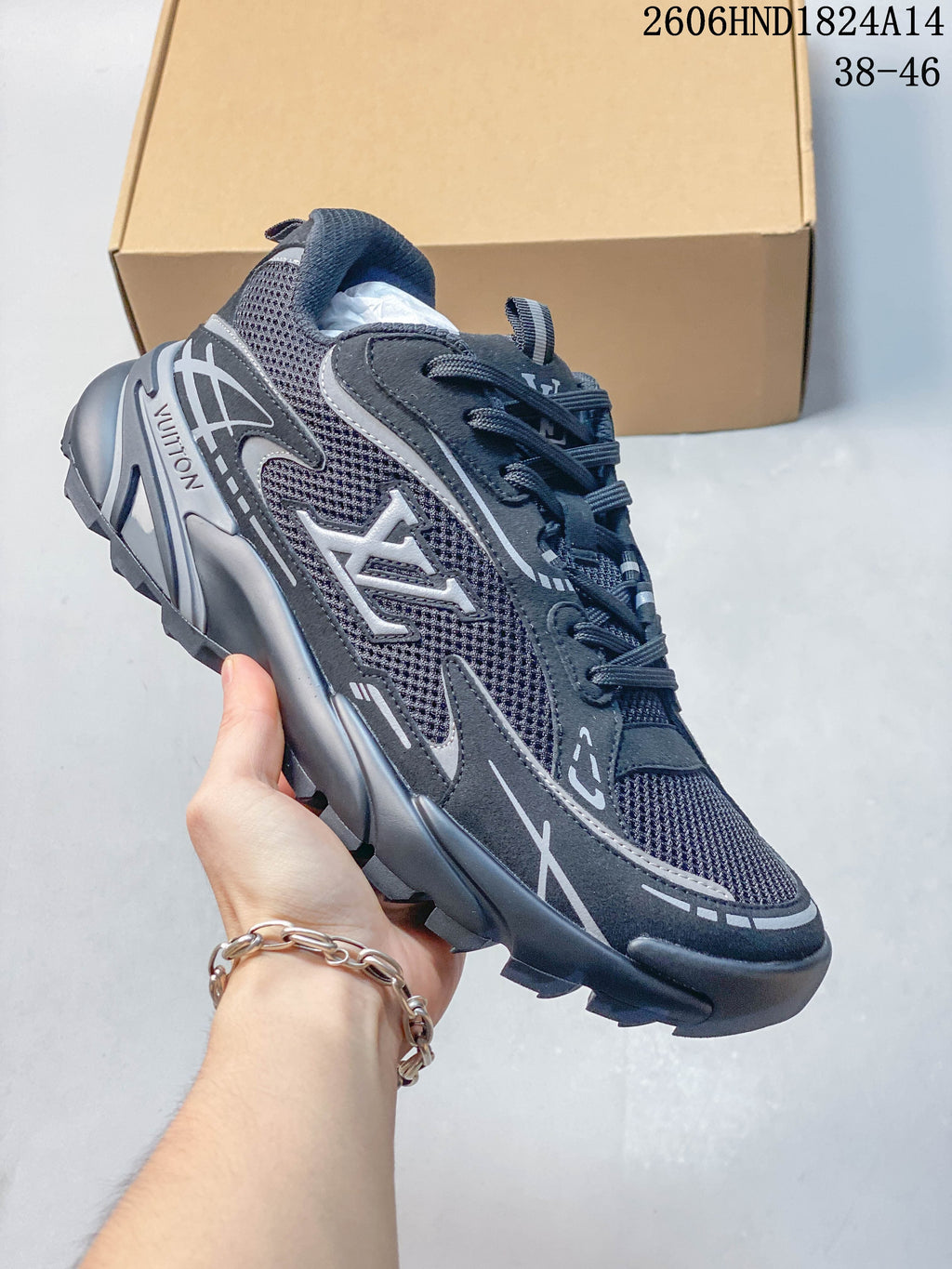 Louis Vuitton Tatic Runner sneaker in dark charcoal with gray details