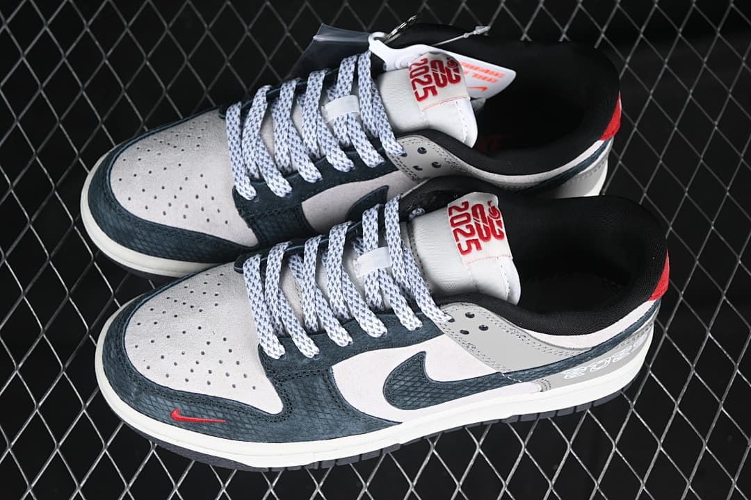 Pair of Nike SB Dunk Low sneakers viewed from above