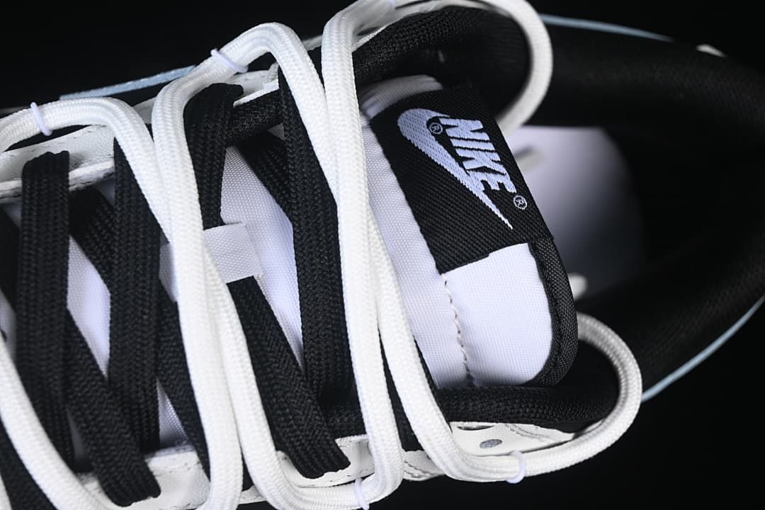 Close-up of the Nike tongue label and white laces