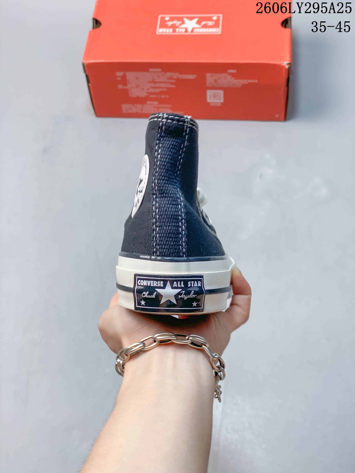 Rear view showing the heel patch and contrast stitching