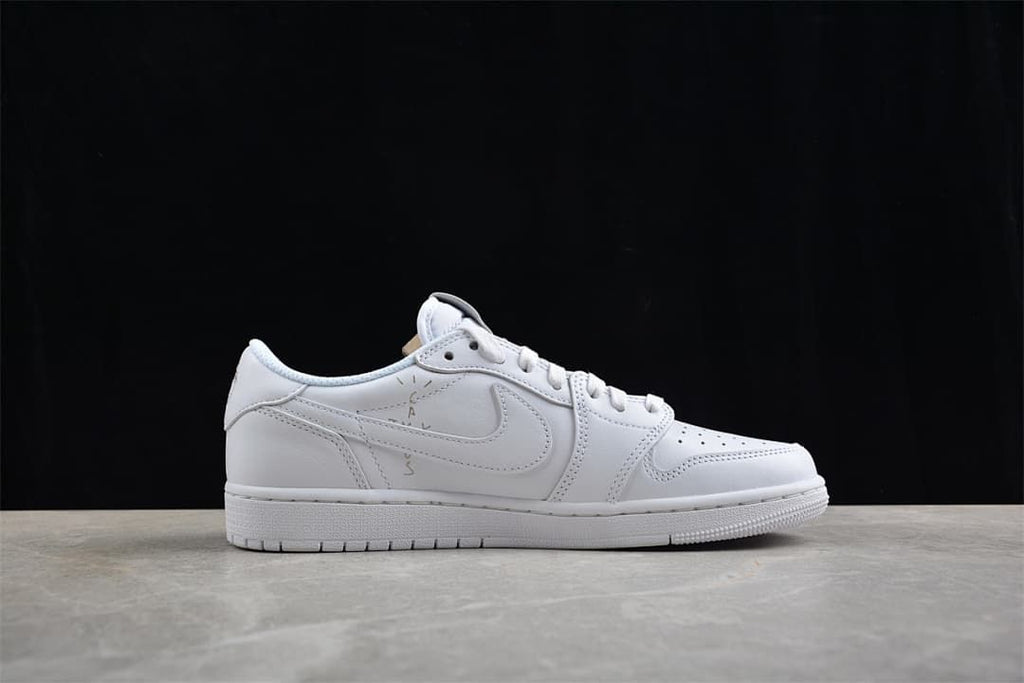Side profile of a white low-top sneaker
