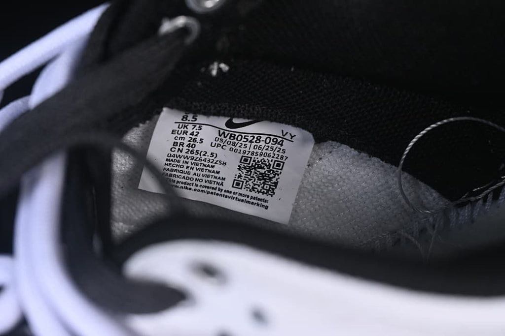 Interior shoe size label showing a sample size