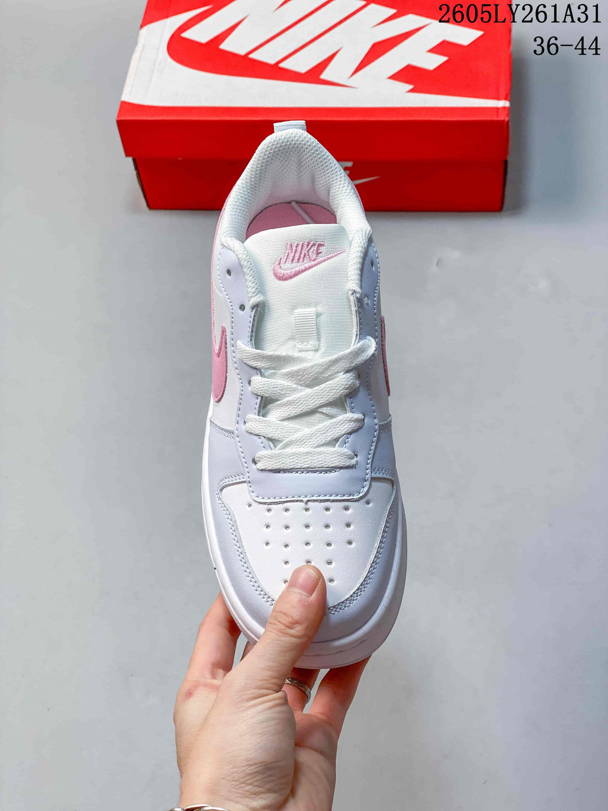 Top view showing white laces and perforated toe