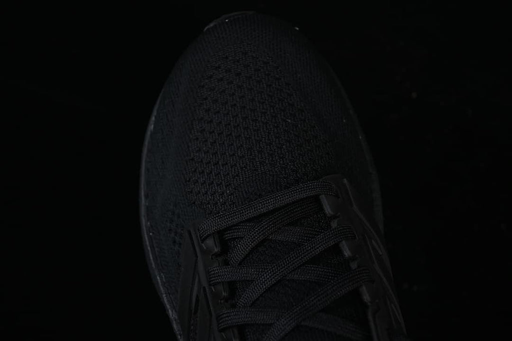 Top view of the knit-look toe and lace-up front
