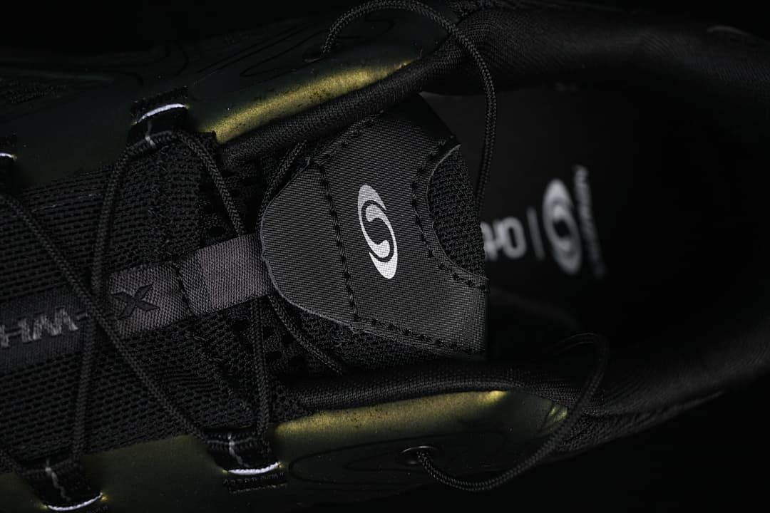 Close-up of the quick-lace hardware and upper construction