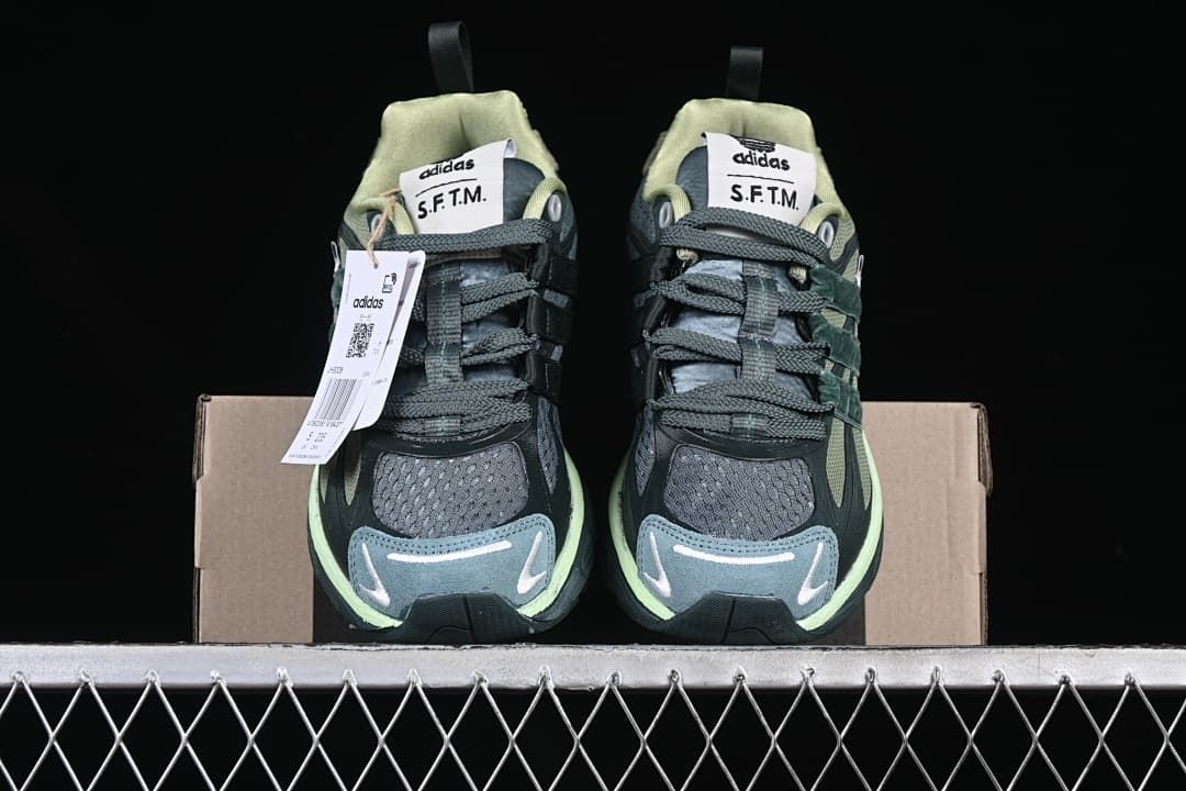 Front view of the pair showing the mesh toe, laces, and layered overlays.