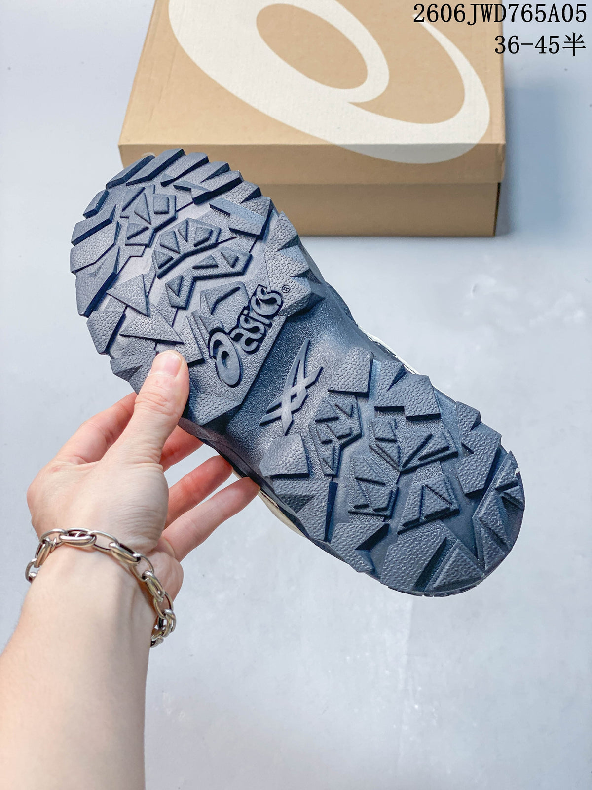 Close-up of the chunky patterned outsole on the ASICS Gel-TRUCK sneaker
