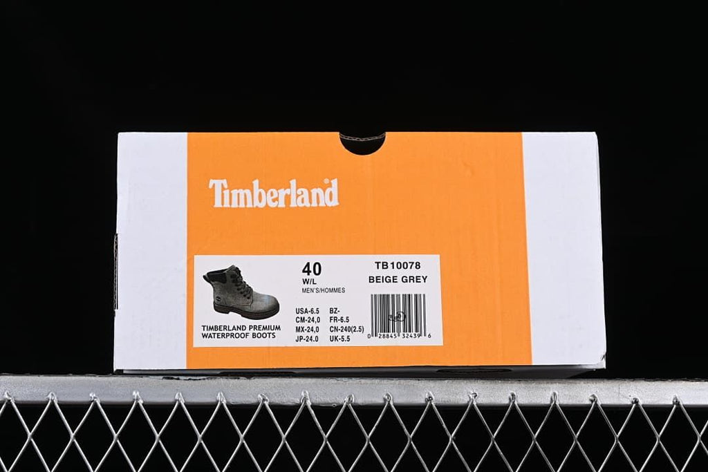 Box label for TB10078 in beige grey, showing EU size 40 and other size conversions
