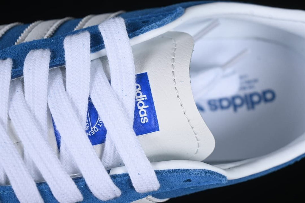 Close-up of the white tongue and laces