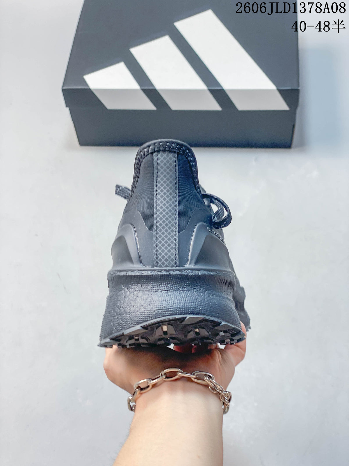 Rear view showing the heel construction and outsole