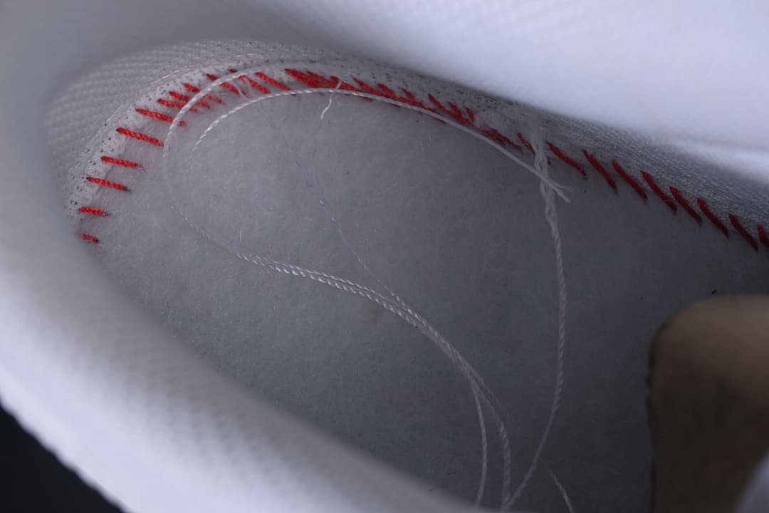 Close-up of the shoe’s interior stitching