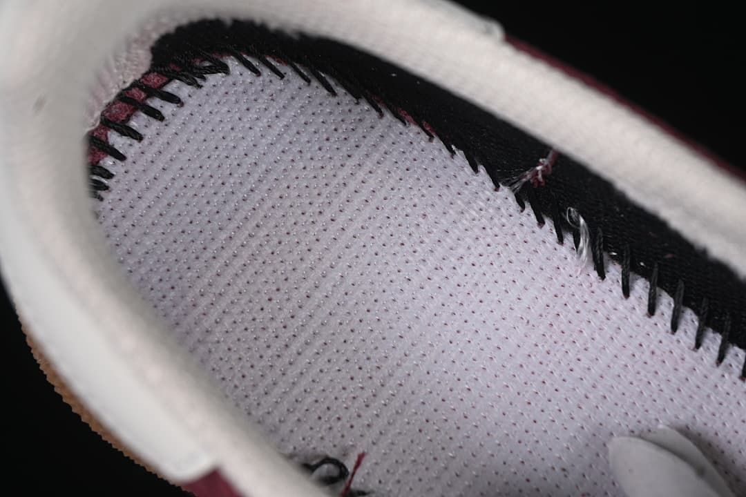 Close-up of the sneaker's interior stitching and lining