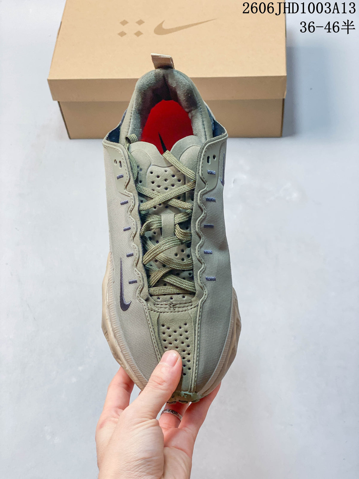 Top view of a Nike Ava Rover sneaker showing its laces and perforated details