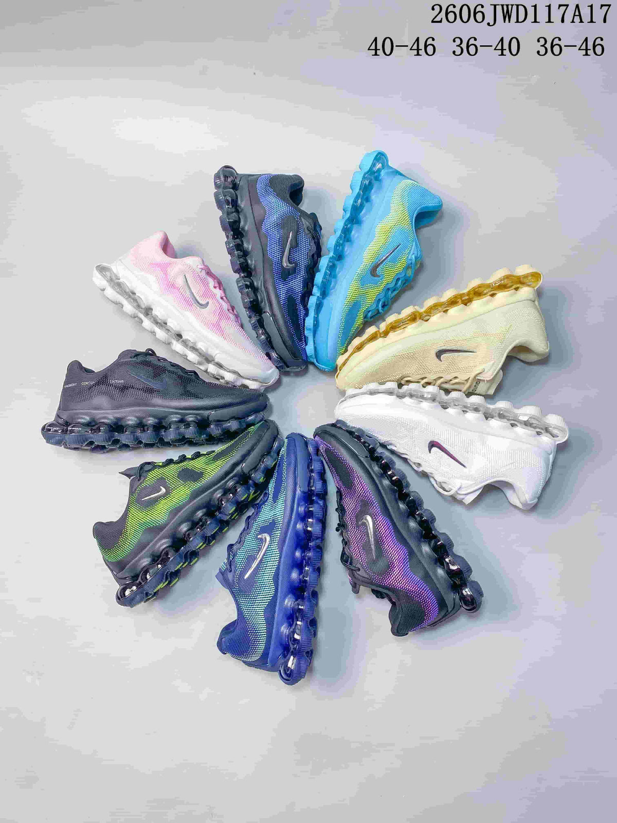 Cream and pale yellow Nike Air Liquid Max low-top sneaker with an amber-colored segmented sole