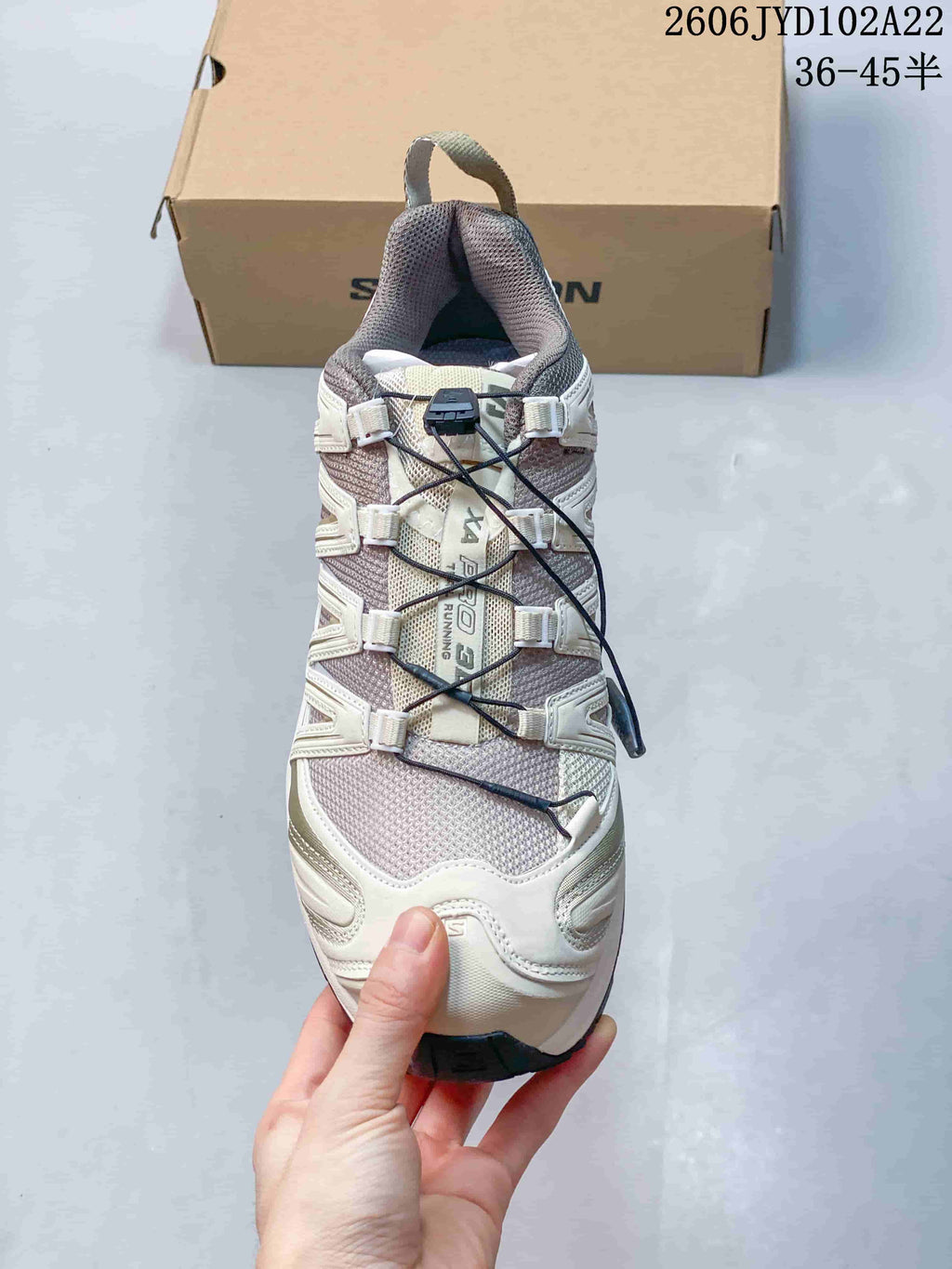 Top view showing the mesh upper and quick-lace system of a Salomon XA Pro 3D shoe