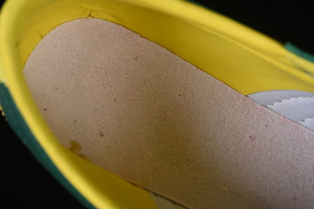 Close-up of the yellow lining and interior footbed