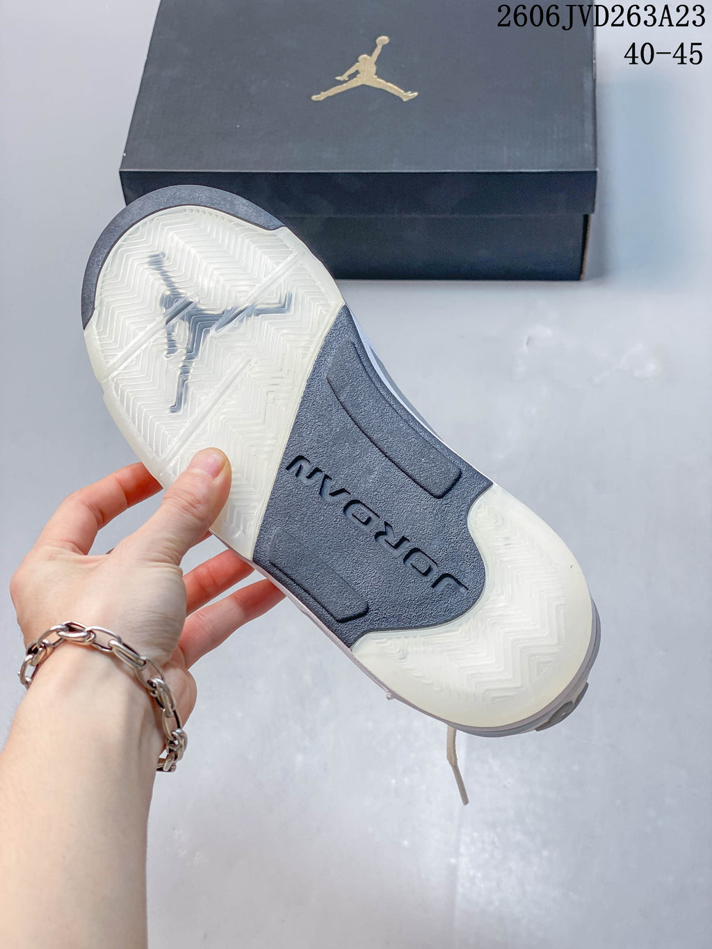 Outsole of the Jordan Sixty Plus Low sneaker with a patterned tread