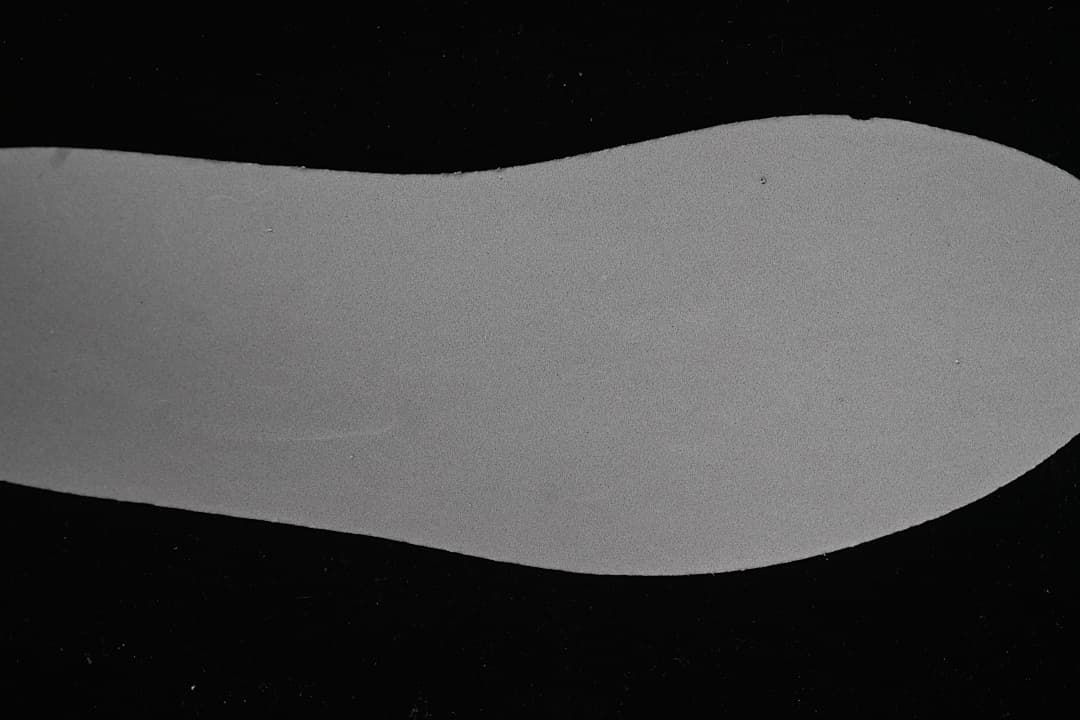 Close-up view of a gray shoe insert.