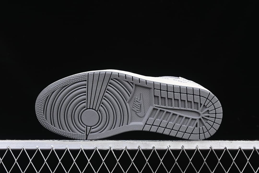 Underside view of the gray rubber outsole